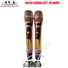 MICRO KHÔNG DÂY LOA KÉO THÂN NHÔM - VÀNG BÓNG