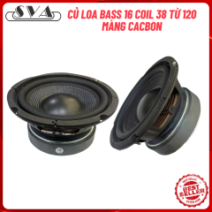CỦ LOA BASS 16 TỪ 120 VOIL 38, MÀNG CACBON, GÂN CAO SU